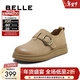 百麗（Belle）復古擦色牛皮勃肯鞋女商場(chǎng)同款厚底休閑單鞋E7C1DCM5 杏色 37 (235mm)