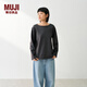 MUJI女式 粗棉線(xiàn)條紋長(cháng)袖T恤上衣打底衫女款女裝純棉春季BB2ADC6S 煙熏藍色條紋 XL (165/92A)