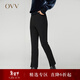 OVV秋冬熱賣(mài)女裝彈力側拉鏈開(kāi)衩經(jīng)典基礎休閑通勤長(cháng)褲 黑色（凈色）A1 L