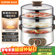 蘇泊爾（SUPOR）電蒸鍋 電煮鍋電火鍋火鍋鍋多功能鍋家用蒸包子鍋電熱鍋三層多用途鍋13L可定時(shí)ZN28YK807 