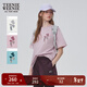 Teenie Weenie小熊女裝t恤2025夏季寬松白色休閑圓領(lǐng)短袖上衣 粉色 L