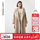 朗姿【尖貨補單】麂皮絨羊毛羊剪絨外套大衣女法式連帽泰迪顆粒絨皮草 象牙白色2 S