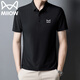 貓人短袖T恤男夏季休閑套頭翻領(lǐng)上衣舒適百搭戶(hù)外運動(dòng) 曜石黑 XL
