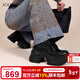 玖詩(shī)（JOOC）【美高漫畫(huà)】真皮休閑老爹鞋2026春季新款百搭厚底增高小白鞋8244 經(jīng)典黑 34