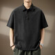 貴色高端美式肌理感牛仔短袖Polo衫男夏季寬松翻領(lǐng)重磅高級感T恤 黑色 L  適合120-140斤