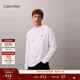 Calvin KleinJeans春秋男士休閑通勤ck刺繡純棉寬松純色打底衫長(cháng)袖T恤上衣 YAF-月光白 S