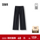 森馬（Semir）商場(chǎng)同款|休閑褲女冬季高腰仿呢格紋闊腿褲2025新款復古長(cháng)褲 藍白色調00381 S