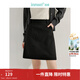 茵曼（INMAN）簡(jiǎn)約A字半身短裙氣質(zhì)高腰百搭顯瘦西裝黑裙子  星辰黑 S