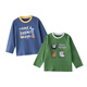 棉花堂【100%棉】?jì)和虻咨来呵锷弦屡L(cháng)袖男童童裝寶寶T恤2件 組合三:深藍、綠色 130
