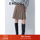 ERDOS 復古迷你百褶裙減齡學(xué)院風(fēng)優(yōu)雅淑女A字裙女半身裙 可可 XS 155/60A