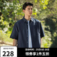 十如仕休閑襯衫男短袖牛津紡棉亞麻襯衣春夏時(shí)尚百搭海邊  CS21-01 海軍藍 L