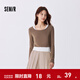 森馬長(cháng)袖T恤女短款上衣顯瘦純色背心2024秋季新款緊身兩件套氣質(zhì) 咖啡50800 L