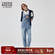 Teenie Weenie【天絲混紡】小熊女秋季元氣時(shí)尚牛仔連體長(cháng)褲背帶褲 中藍色 L (170)