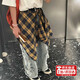 COSMICKISS格子屁簾女遮胯打底神器下擺內搭疊穿休閑風(fēng)裙邊一片式系帶屁簾裙 【黑黃格】襯衫裙擺 均碼