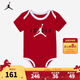 NIKE JORDAN 耐克AJ童裝新生兒連身衣+漁夫帽2件裝嬰幼童短袖爬服 杰斯特紅 66cm 0/6M