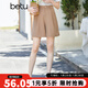 betu百圖女裝短褲女夏ins風(fēng)簡(jiǎn)約多色休閑短褲女高腰闊腿褲短褲女2204T57 咖啡色 M