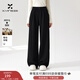 香影【羊毛+醋酸】黑色直筒褲女2025冬季新款松緊高腰寬松休閑褲 黑色 M 160/64A/95-110斤