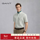 GANT/甘特【亞洲版型】夏男士通勤簡(jiǎn)約條紋清爽舒透翻領(lǐng)短袖襯衫 345-乳白抹茶色 M