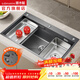 潛水艇（Submarine）不銹鋼水槽 手工臺上大單盆雙階槽中槽荷葉疏水技術(shù)帶下水套餐 【三孔】啞黑大單槽SGP-SD7848B