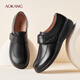 奧康（Aokang）女鞋2026新款小皮鞋女款魔術(shù)貼春秋軟底單鞋樂(lè )福鞋一腳蹬媽媽鞋LH