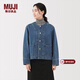MUJI女式 木棉混 牛仔夾克 女外套長(cháng)袖25年冬季 女裝上衣 BD112A5A 淺藍色 XL （165/92A）