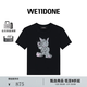 WE11DONE禮遇季女士怪獸涂鴉印花合身圓領(lǐng)短袖T恤潮流個(gè)性 黑色 S