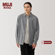MUJI男式  法蘭絨 長(cháng)袖襯衫 男士襯衣外套 男裝上衣冬季空調衫 灰色 S (165/84A)