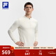 FILA 斐樂(lè )官方男子針織長(cháng)袖上衣25冬季新款健身運動(dòng)加絨長(cháng)T抓絨打底衫 椰汁白卡其-LK 2XL 185/104A/XXL