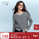 三彩2025冬季新款假兩件絞花圓領(lǐng)針織衫刺繡毛衫M