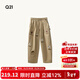 Q21純棉府綢刺繡香蕉褲兒童長(cháng)褲春季休閑褲男女童耐磨可調節褲子 淺卡其 90 cm