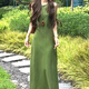冶芷法式復古綠色吊帶背心連衣裙女子夏季2025新款小個(gè)子收腰氣質(zhì)長(cháng)裙 法式綠色背心連衣裙 L