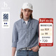 哈吉斯（HAZZYS）男裝 春季男襯衣棉麻千鳥(niǎo)格通勤長(cháng)袖襯衫男ASCZK1BAX72