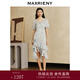 MAXRIENY【商場(chǎng)同款】蜻蜓系列春日清新印花連衣裙修身裙子 藍花 M 02