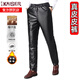 凱撒（KAISER）綿羊皮真皮皮褲男士冬季加絨加厚寬松大碼直筒防水防油耐磨皮褲子 黑色 3XL 140-160斤