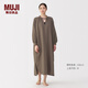 MUJI女式 柔軟紗織 連衣裙 純棉長(cháng)袖睡裙女25年秋季 家居睡袍FD1MAA5A 深咖啡色 S (155/80A)