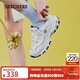 斯凱奇（Skechers）女鞋秋冬小白熊休閑鞋子厚底增高百搭運動(dòng)軟底老爹鞋99999863 白色/海軍藍色/WNV 38