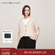 Tommy Hilfiger【金智秀同款】25秋冬新款女絞花寬松V領(lǐng)羊毛衫針織開(kāi)衫外套 米白色0F8 S