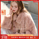 三彩2025冬季新款環(huán)保皮草翻領(lǐng)毛毛外套仿皮草保暖寬松M