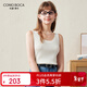 科蒙博卡2024秋冬純色羊毛吊帶背心女休閑修身內搭針織上衣 云白色 M