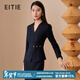 愛(ài)特愛(ài)（EITIE）氣質(zhì)V領(lǐng)修身短款顯瘦小西裝上衣通勤OL時(shí)尚冬新款簡(jiǎn)約通勤6813504 深藍31 L 165
