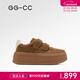 GG-CC【猛犸面包】厚底小白鞋女秋季新款便攜魔術(shù)貼休閑板鞋子G25X3573 棕色 舒適單里 37