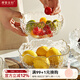 摩登主婦 北歐式ins風(fēng)玻璃碗大號家用餐具水果盤(pán)沙拉碗甜品小碗 【推薦】透明描金碗3個(gè)裝