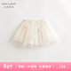 馬克珍妮女童立體花朵網(wǎng)紗短裙半身裙兒童裙子夏裝新款240635 米白色 100