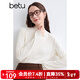百圖betu女裝冬季新款T恤半高領(lǐng)蕾絲軟糯舒適打底T恤女2410T51 米白 S