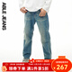 ABLE JEANS【直筒滑板褲】秋冬新款男裝復古寬松百搭顯高加厚水洗牛仔褲男士 黃泥藍 33 /32(80-85kg）