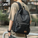 Lee書(shū)包女雙肩包2025新款大容量初中高中生背包男通勤簡(jiǎn)約旅行電腦包 黑色（緩震電腦倉）