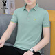 花花公子（PLAYBOY）短袖T恤男夏季POLO打底衫男士商務(wù)休閑翻領(lǐng)潮流半袖男裝 豆綠 3XL