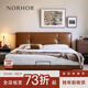 NORHOR北歐表情包豪斯中古復古風(fēng)泡芙真皮軟包高靠背齊邊懸浮平臺雙人床 【現貨】懸浮款焦糖色 1800mm*2000mm