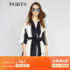 PORTS寶姿 秋冬新品女裝中袖撞色拼接中長(cháng)款風(fēng)衣LA8T020FFD021 黑 白 XS (2)