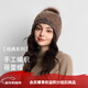 卡蒙（Kenmont）狐貍毛球手工編織羊毛毛線(xiàn)帽護額抑菌女運動(dòng)護耳保暖針織帽9487 茶棕色 均碼（58cm）